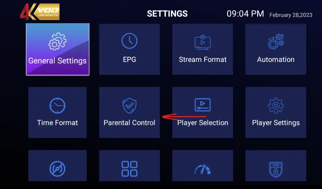 How to use parental controls in the 4KVOD app